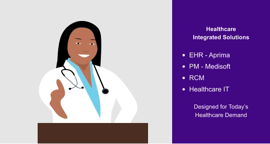 Healthcare Integrated Solutions  •	EHR - Aprima •	PM - Medisoft •	RCM •	Healthcare IT Designed for Today’s Healthcare Demand